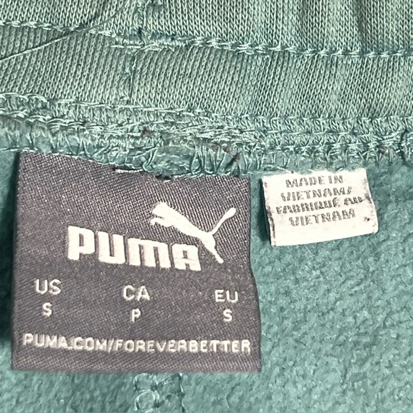 Puma Men's Fleece Sweat Shorts Green 10” Large Logo Graphic Shorts S Athleisure - Picture 7 of 7